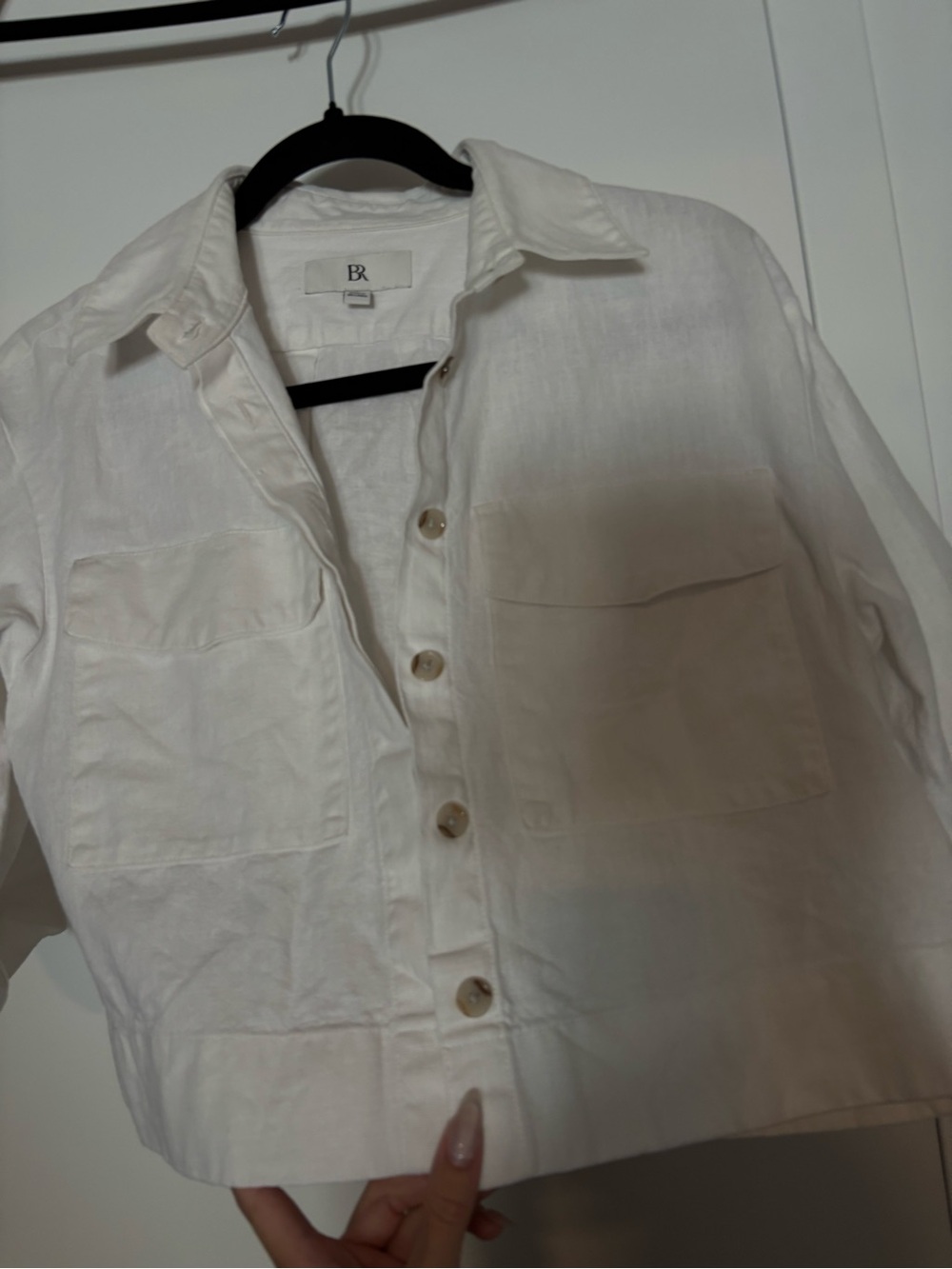 Banana Republic White Linen-Blend Button Down Shirt
